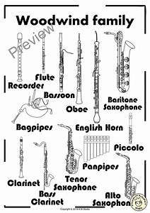 Instrument Families Coloring Pages Woodwind Woodwind Instruments