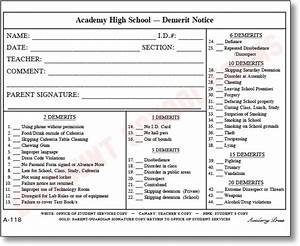 Demerit Notice School Forms