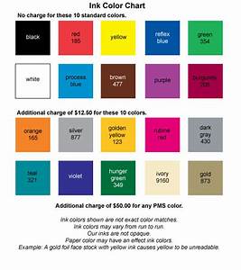 Color Chart For Custom Printed Labels