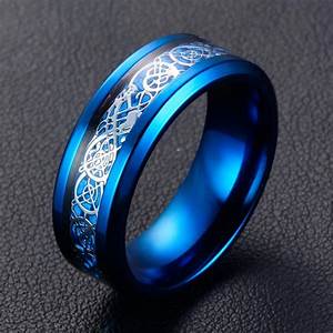 Black Gold Carbon Fiber Dragon Jewelry Men Titanium Steel Dragon Ring