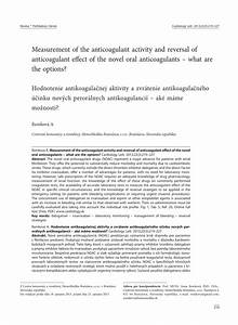 Pdf Measurement Of The Anticoagulant Activity And Reversal Of