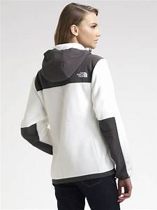 the north face denali hooded jacket in gray lyst