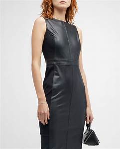 Spanx Leather Like Short Fitted Combo Dress Neiman Marcus