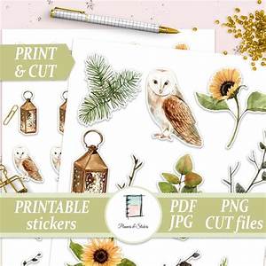 Printable Owl Stickers Die Cut Stickers Barn Owl Stickers For Etsy