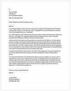 Sample Explanation Letter For Drinking Alcohol On Duty Smart Letters