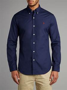 Polo Ralph Classic Long Sleeve Slim Fit Shirt In Blue For Men Lyst