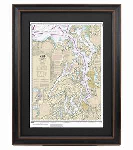Framed Nautical Chart Puget Sound Noaa18440 Nautical Gifts Etsy