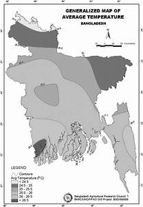 Generalized Map Of Average Temperature In Bangladesh Source