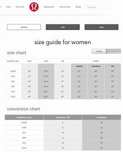 Size Chart Lululemon Size Chart Chart