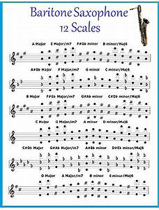 Baritone Saxophone Chart 12 Scales For Sax Improvise In Any Key Ebay