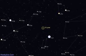 13 Lyrae Star In Lyra Theskylive Com