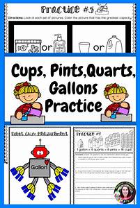 Measuring Capacity Cups Pints Quarts Gallons Worksheets Math