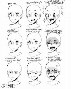 The Stages Of Facial Expressions For An Anime Character 39 S Face And Head