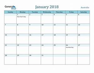 January 2018 Calendar Australia