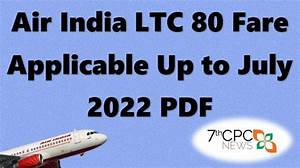 Ltc 80 Fare September 2021 Pdf Download Air India Fare Chart Sep 2021