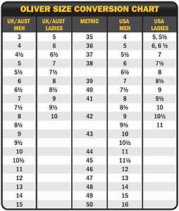 Oliver Sizing Chart United Safety