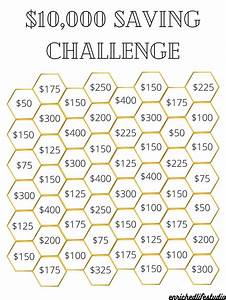 Money Savings Challenge Printable Save 10 000 Dollars In 52 Weeks