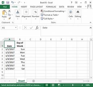 Day Of The Week For Dates In Excel And Calc