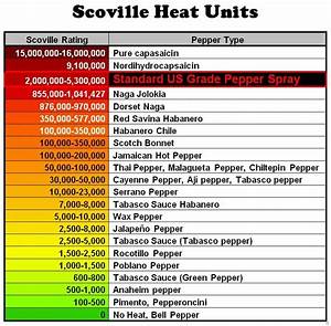 Chart Of Scoville Heat Units And Includes Some Unique Peppers R
