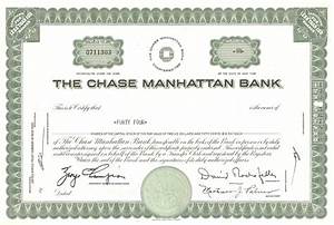 Chase Manhattan Bank Stock Certificate Circa