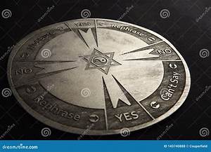 Round Spiritual Chart Carved To Wood Used For Communication Stock Photo