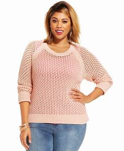 Lyst Simpson Plus Size Open Knit Sweater In Pink