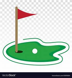 Green Golf Course With Flag Or Flagstick And Golf Vector Image