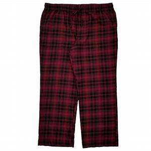 Croft Barrow Mens Big Red Black Plaid Flannel Sleep Pants
