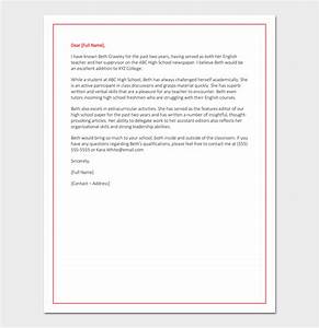 Letter Of Recommendation For Primary School Student Sample Letter