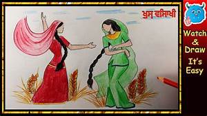How To Draw Baisakhi Festival Greeting Card Poster Vaisakhi Drawing