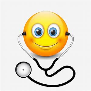 Estetoscopio Que Lleva Sonriente Lindo Del Emoticon Del Doctor Emoji