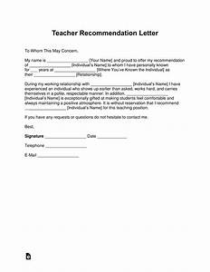 Teacher Recommendation Letter Template With Samples 2023