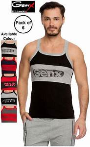 Buy Genx Pack Of 6 Sleeveless Round Neck Men Gym Vest Assorted Online