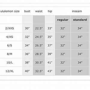 Lululemon Size Chart Bra Size Charts Womens Wholesale Clothing