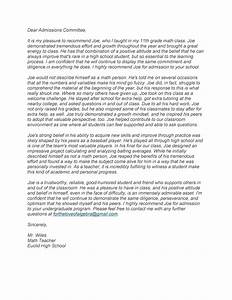 Sample Recommendation Letter For High School Student From Teacher