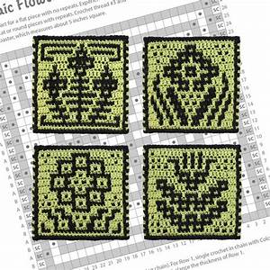 Pattern Mosaic Crochet Charts Only Flower Coaster Set Etsy