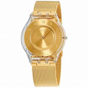 Swatch Skin Quartz Movement Gold Dial Ladies Watch Sfk355m Walmart Com
