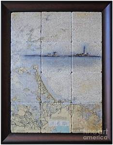 Framed Nautical Chart Of Hingham And Hull With Boston Light Digital Art