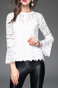 Acemiss White Scallopped Lace Blouse With Cami Tank Top Blouses At