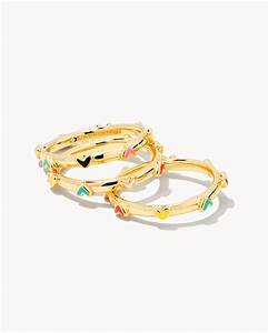 Haven Heart Gold Ring Set Of 3 In Multi Mix Kendra Scott