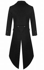 Mens Gothic Tailcoat Jacket Black Steampunk Vtg Victorian Coat