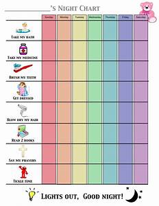Night Time Routine Chart Toddler Night Chart To Promote Sleep