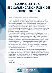 How To Write A Letter Of Recommendation For A High School Student For A