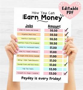 How To Earn Money Chore Chart Editable Allowance Chart Etsy Chore