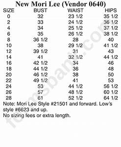 New Mori Lee Size Chart Printable Pdf Download