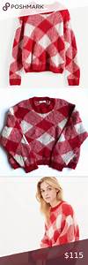 Sandro Paris Sparks Red Plaid Mohair Sweater Excellent Pre Owned