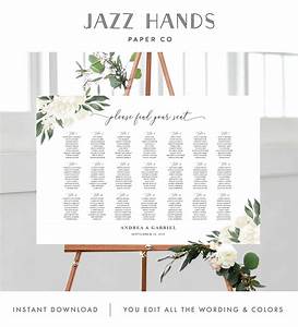 Wedding Seating Chart Template With Greenery And White Floral Etsy Uk