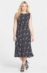  Howard Print Ruched Waist Stretch Knit Midi Dress Plus Size