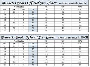 Size Chart Bennetts Boots