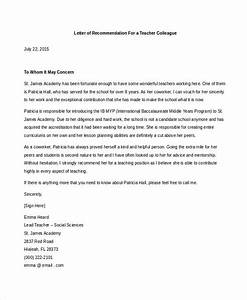 Teacher Letter Of Recommendation For Colleague Fresh Sample Teacher